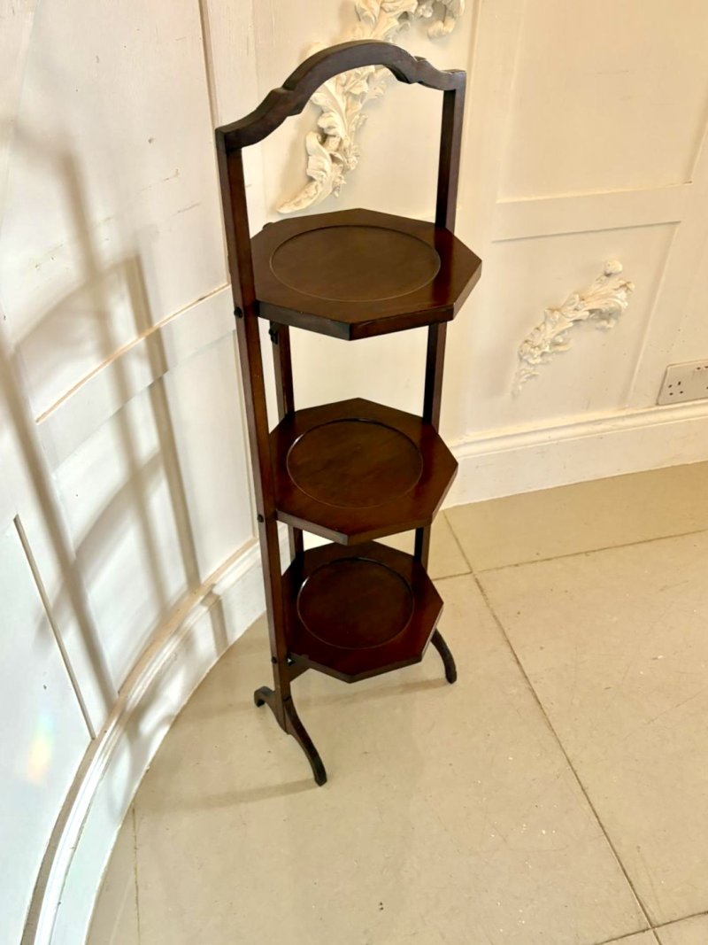 Antique Edwardian Mahogany Three-Tier Cake Stand